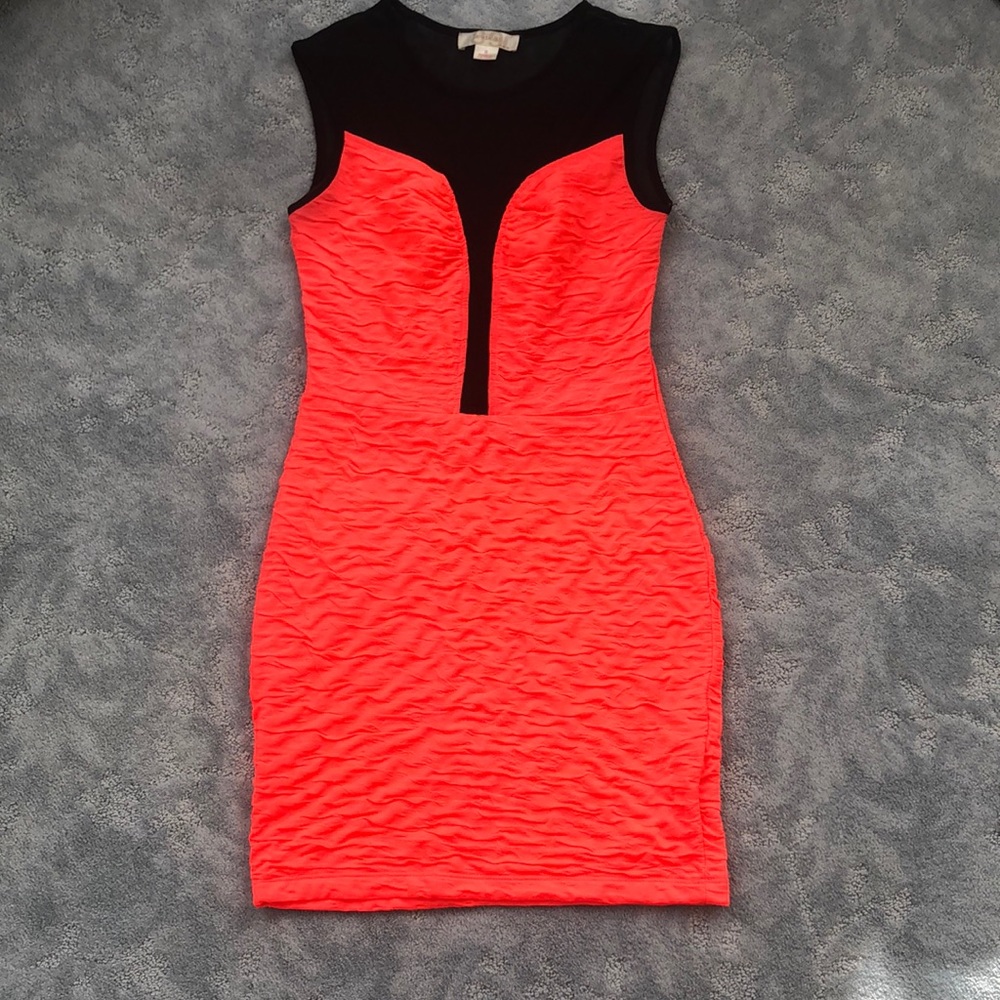 Orange Bodycon Semi Formal Dress